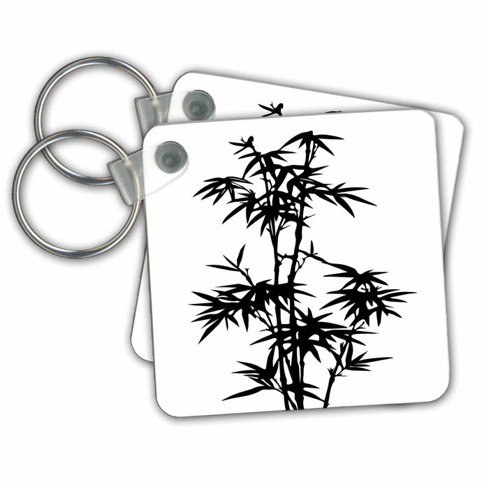 Key Chain - Black and White Bamboo Graphic Graphic Art