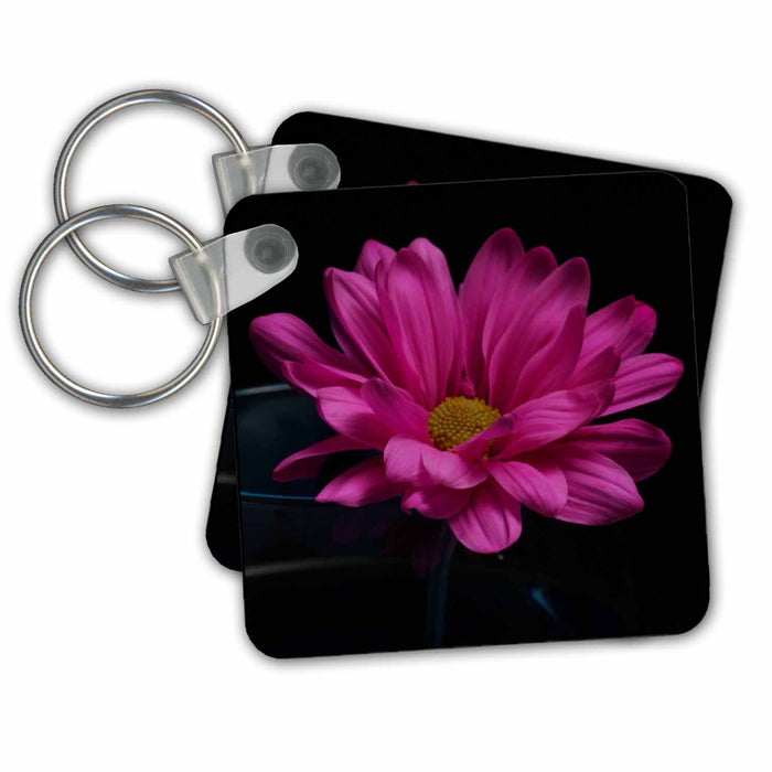 Key Chain - Pink Daisy In Wine Glass Photography - Flowers