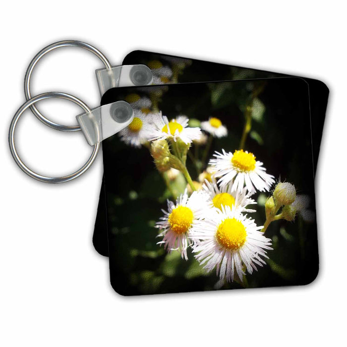 Key Chain - Beautiful Like A Daisy, Small White And Yellow Summer Flower Florals