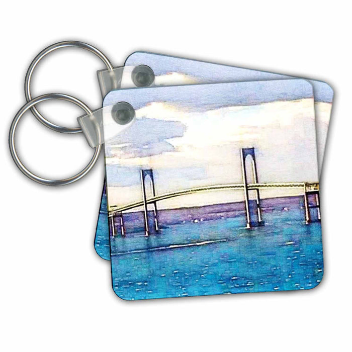 Key Chain - Painted Newport Bridge Over Blue Narragansett Bay Scenic Inspirations