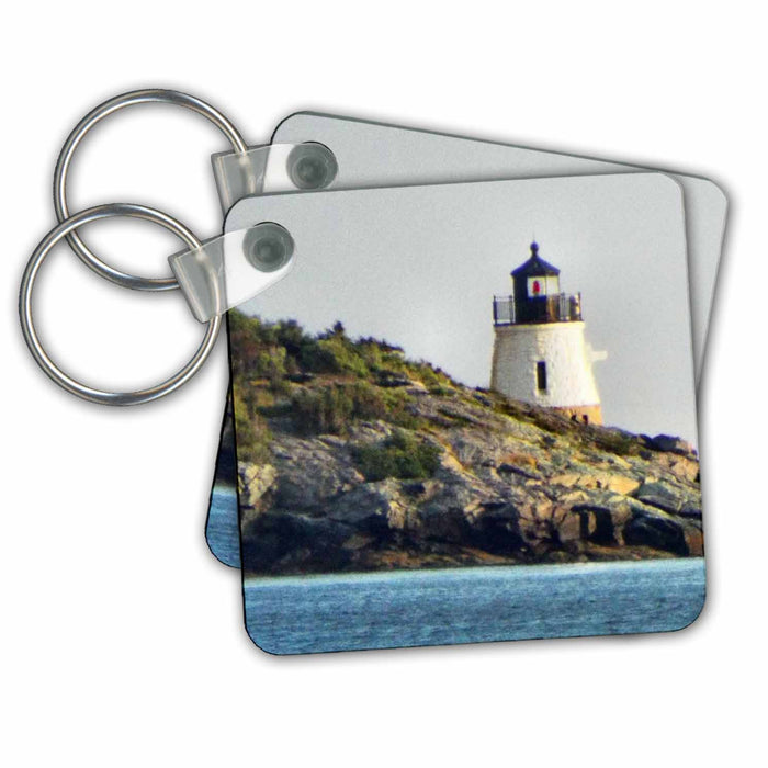 Key Chain - Castle Hill Lighthouse Behind a Rocky Shoal Scenic Inspirations