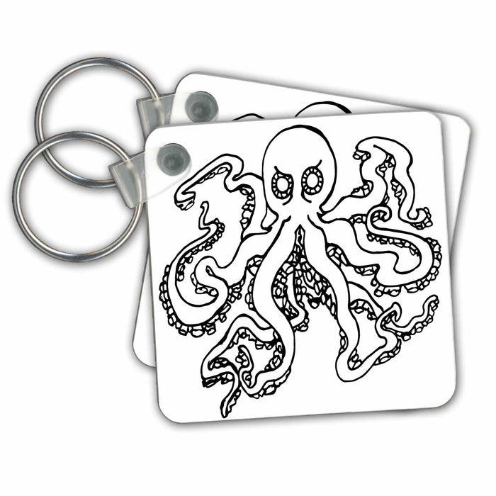 Key Chain - Surly Octopus DYLAN SEIBOLD - MONOCHROME