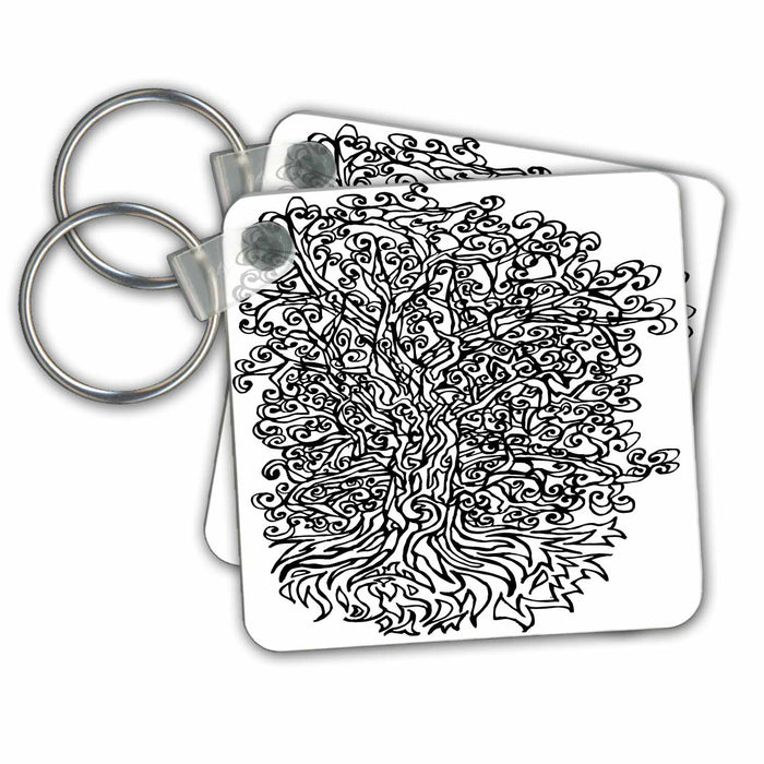 Key Chain - Tree Beardy DYLAN SEIBOLD - MONOCHROME