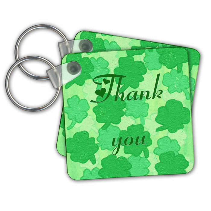 Key Chain - Shamrocks in Shades of Green Thank You sArt Thank You