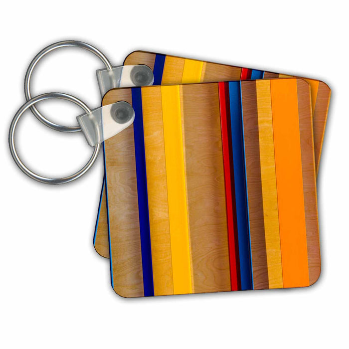 Key Chain - Colorful abstract of metal and wood, 3d illusion Alexis Photography - Abstracts