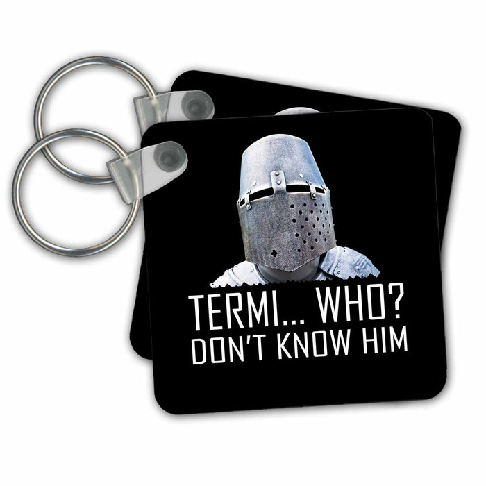 Key Chain - Medieval Knight, Termi... Who, Do not know him. Black background Alexis Design - Funny Knight