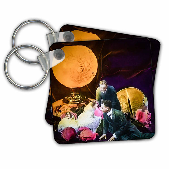 Key Chain - DeWitt Wheeler NYC Magic Lantern Slide Circa 1900s Weird Romance Magic Lantern Slides