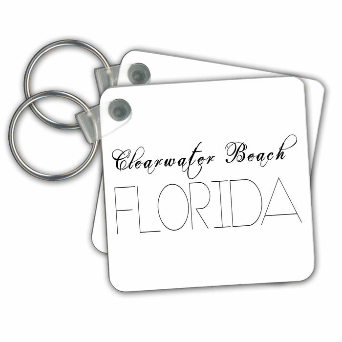 Key Chain - American Beaches - Clearwater Beach, Florida, black on white Alexis Design - American Beaches