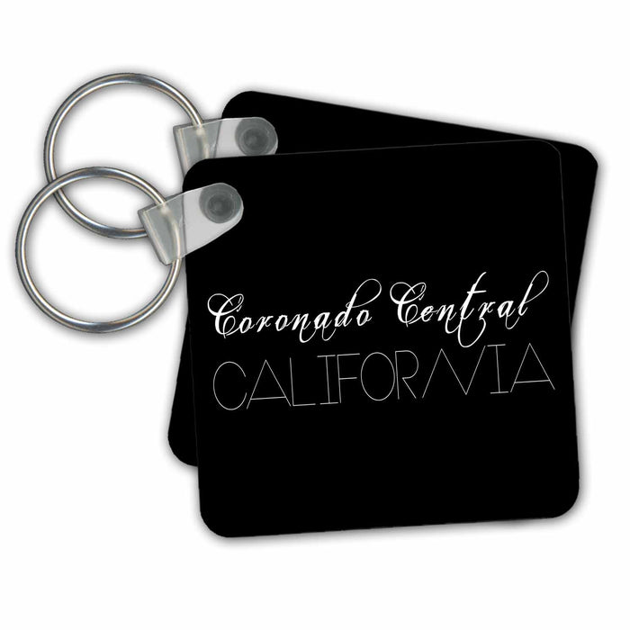 Key Chain - American Beaches - Coronado Central Beach, California, white on black Alexis Design - American Beaches