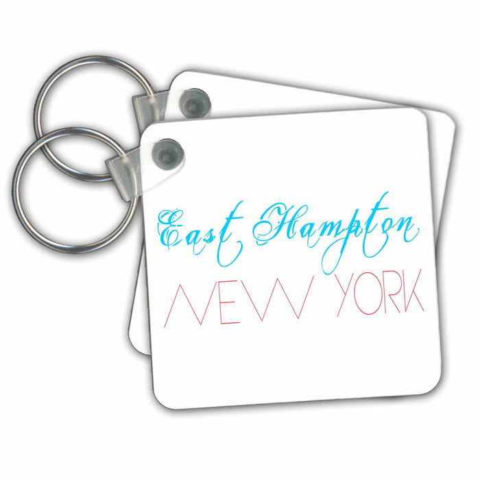 Key Chain - American Beaches - East Hampton, New York, red, blue on white Alexis Design - American Beaches