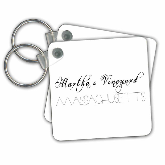 Key Chain - American Beaches - Martha Vineyard, Massachusetts black on white Alexis Design - American Beaches