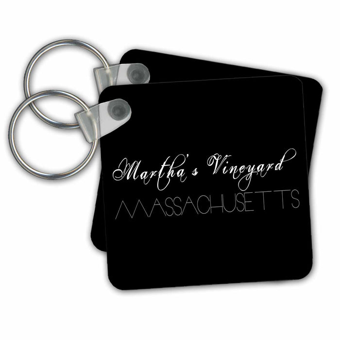 Key Chain - American Beaches - Martha Vineyard, Massachusetts white on black Alexis Design - American Beaches