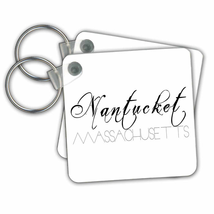 Key Chain - American Beaches - Nantucket Surfside Beach, Massachusetts on white Alexis Design - American Beaches