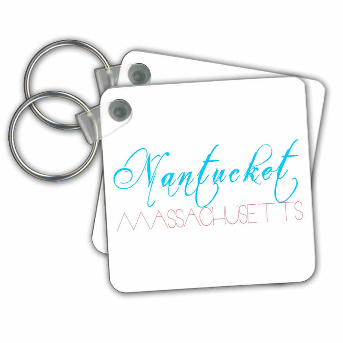 Key Chain - American Beaches - Nantucket Surfside Beach, Massachusetts red, blue Alexis Design - American Beaches