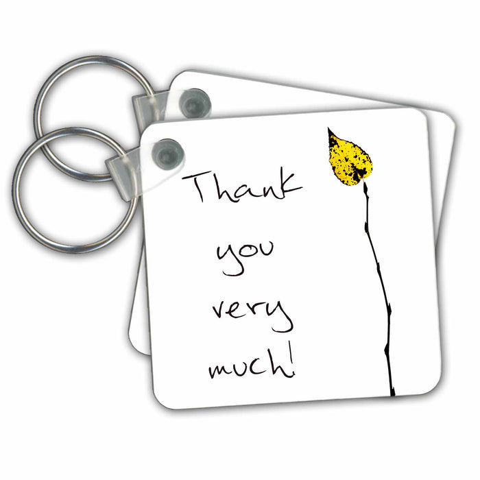 Key Chain - Thank you very much yellow leaf to the right, Thanksgiving theme Alexis Design - Love