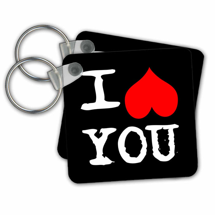 Key Chain - I Love You Not red heart turned upside down, on black Alexis Design - Love