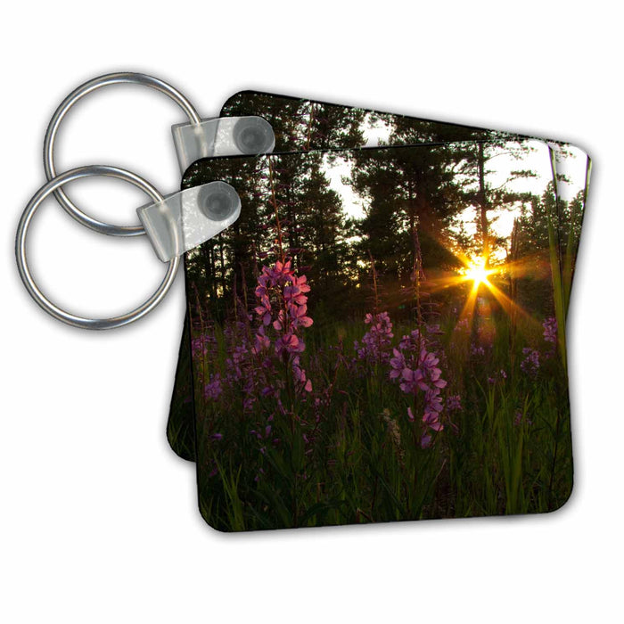 Key Chain - Fireweed Flowers Lit up by the Yukon Sunset Creations Fireweed