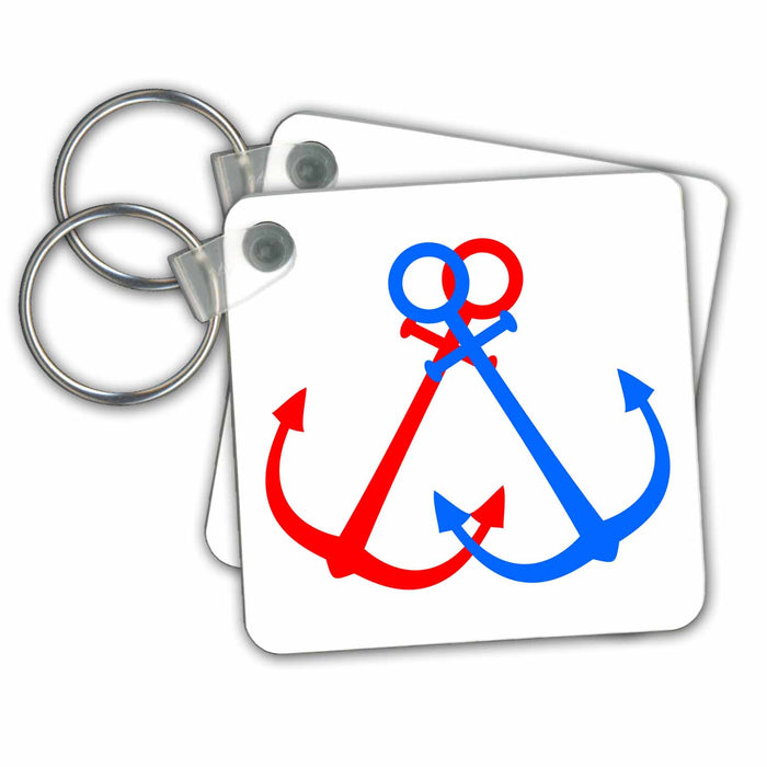 Key Chain - Two anchors of red and blue colors against the white background Alexis Design - Beach, Sea, Surf