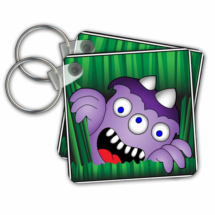 Key Chain - MONSTERS monster face 6 framed MONSTERVISIONS Monsters