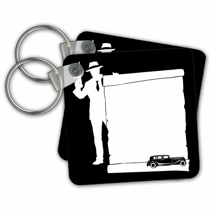 Key Chain - Gangster message on black. Free space for the custom text Alexis Design - Coffee