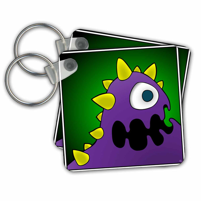 Key Chain - MONSTERS purple cruncher framed MONSTERVISIONS Monsters