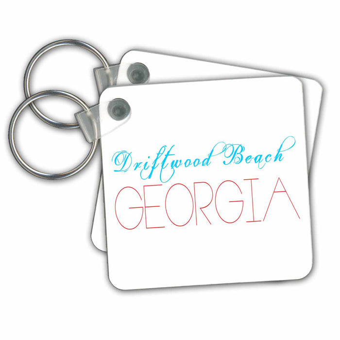 Key Chain - American Beaches - Driftwood Beach, Georgia blue and red Alexis Design - American Beaches