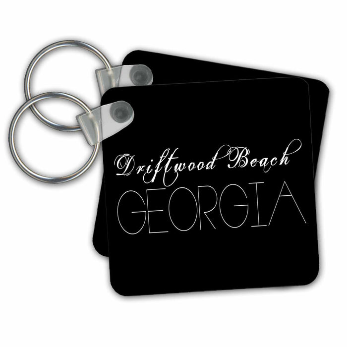 Key Chain - American Beaches - Driftwood Beach, Georgia white on black Alexis Design - American Beaches