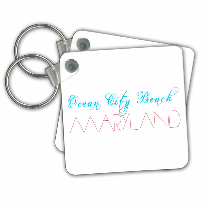 Key Chain - American Beaches - Ocean City Beach, Maryland blue and red Alexis Design - American Beaches