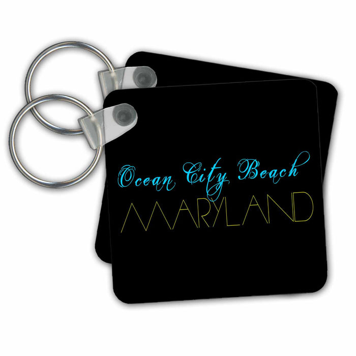 Key Chain - American Beaches - Ocean City Beach, Maryland blue and yellow Alexis Design - American Beaches