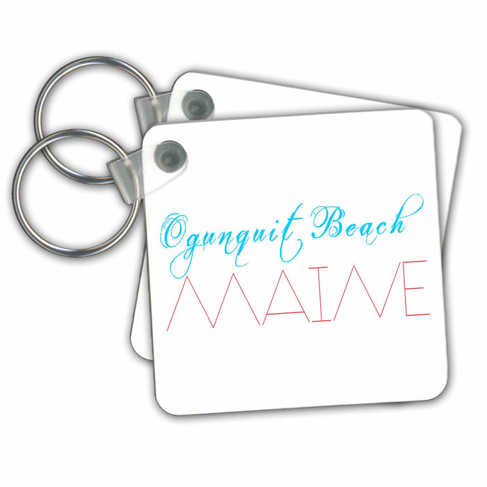 Key Chain - American Beaches - Ogunquit Beach, Maine blue and red Alexis Design - American Beaches