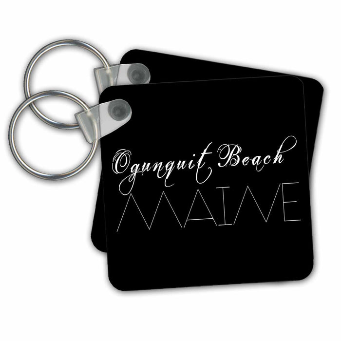 Key Chain - American Beaches - Ogunquit Beach, Maine white on black Alexis Design - American Beaches