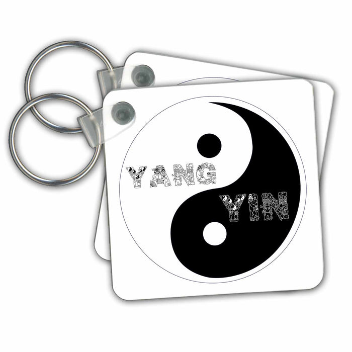 Key Chain - Circular Taijitu Yin and Yang symbol on white background Alexis Design - Conceptual