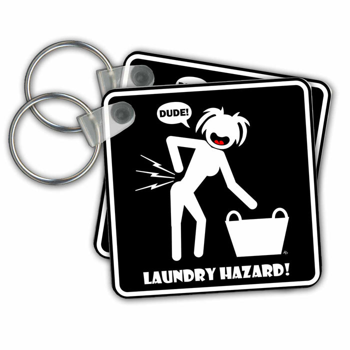 Key Chain - HAZARDS laundry hazard black sign 2 SCREAMNJENNY Urban Hazards