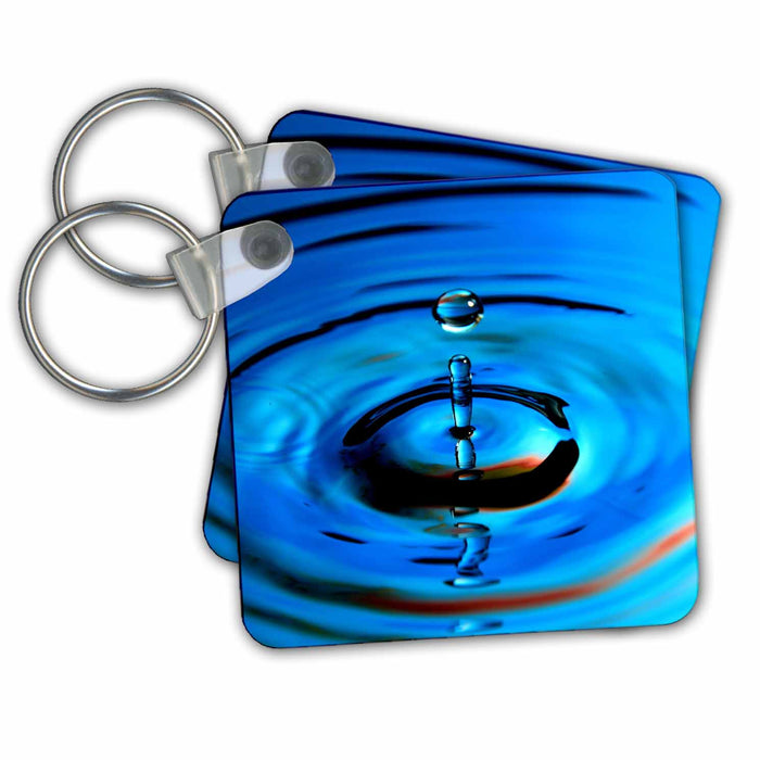 Key Chain - Water Droplet Blue Suspended Photography Water Droplets