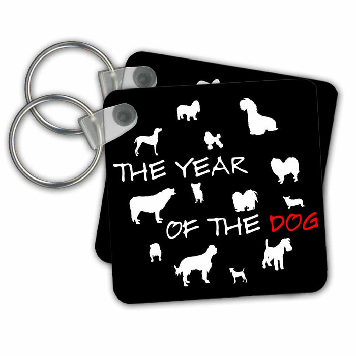 Key Chain - The year of the dog design on black background Alexis Design - Conceptual