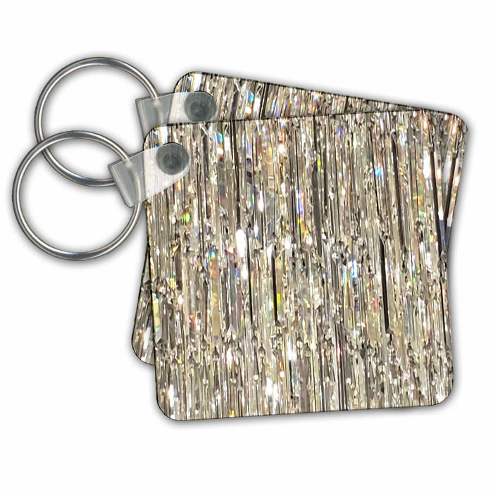 Key Chain - Image of Rows Of Sparkly Glass With Shimmer lens Art by Florene - Colorful Textures