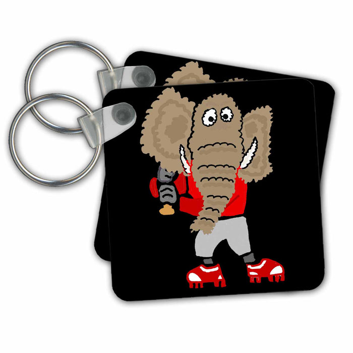 Key Chain - Funny Cute Elephant Batter Playing Baseball Sports Sports and Hobbies