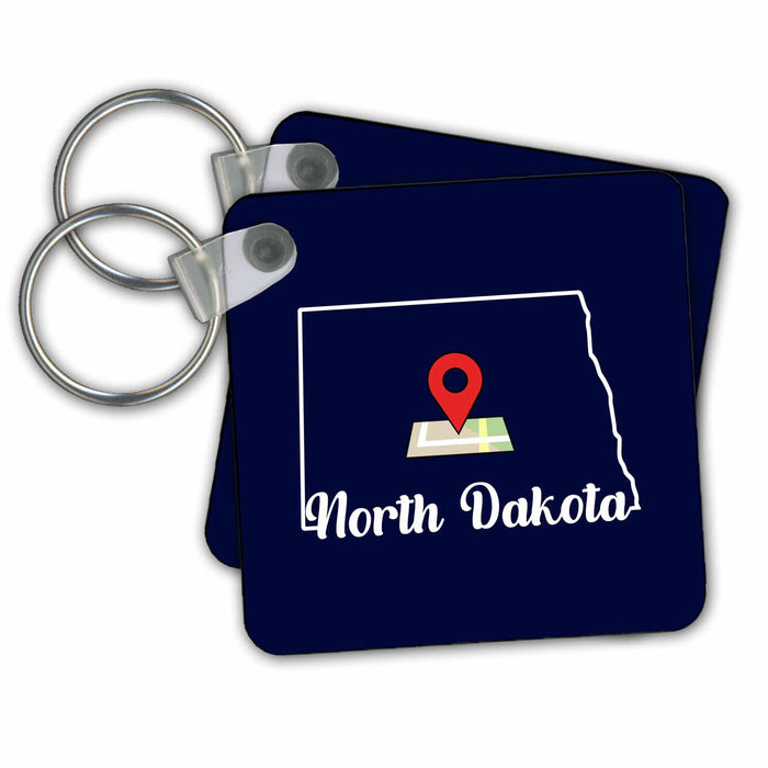 Key Chain - Visiting North Dakota Here State Outline Travel Marker 2 Travel – North America