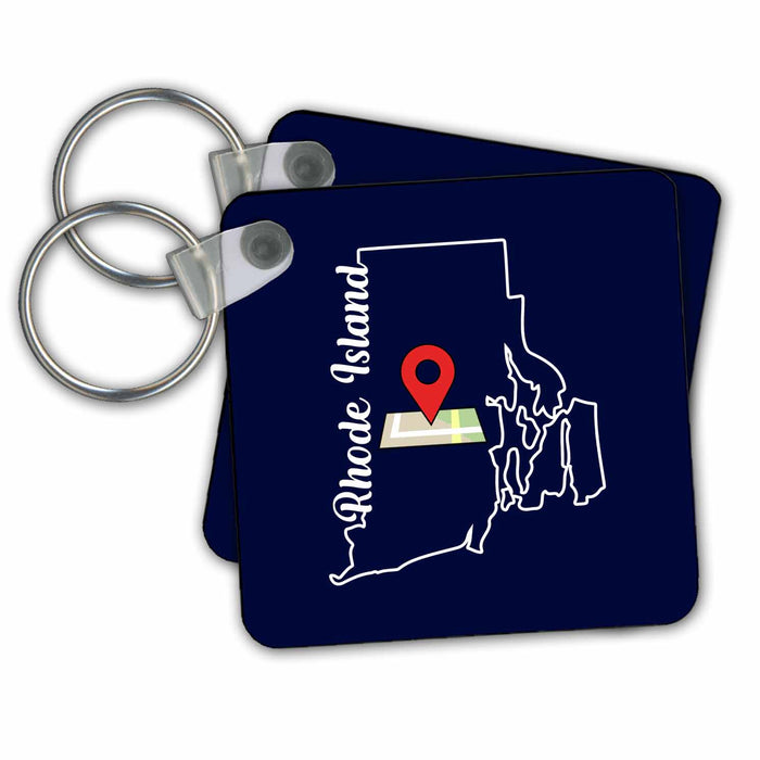 Key Chain - Visiting Rhode Island Here State Outline Travel Marker 2 Travel – North America