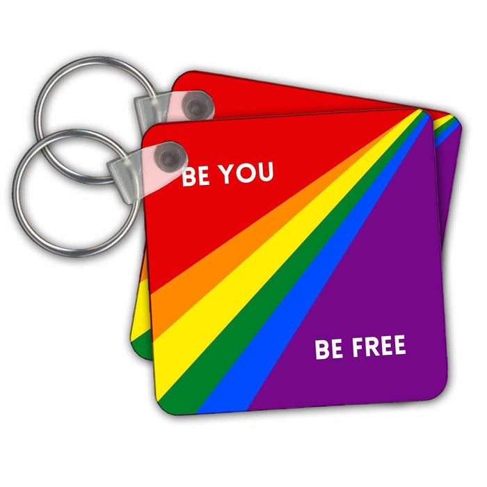 Key Chain - Image of the words be you be free 3dRose-Sutandre- Pride quotes