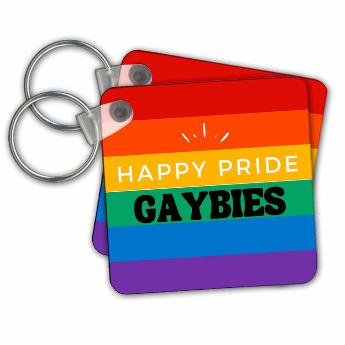 Key Chain - Image of the words happy pride gaybies 3dRose-Sutandre- Pride quotes