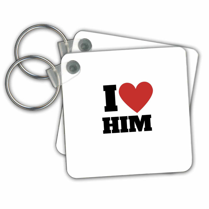 Key Chain - Image of a heart with a text I love him s Couple Design Collection