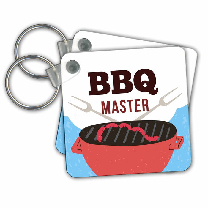 Key Chain - Creative and Unique Image and text of BBQ Master 3dRose Mary Aikeen- BBQ Images and Text