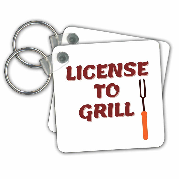 Key Chain - Creative and Unique Image about BBQ and Text of License to Grill 3dRose Mary Aikeen- BBQ Images and Text