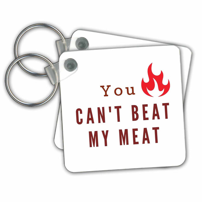 Key Chain - Creative and Unique Image about BBQ and Text of You Cant Beat My Meat 3dRose Mary Aikeen- BBQ Images and Text