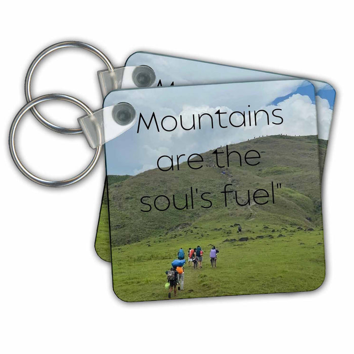 Key Chain - Image of people climbing up the mountain s Mountain and Lake Design Collection