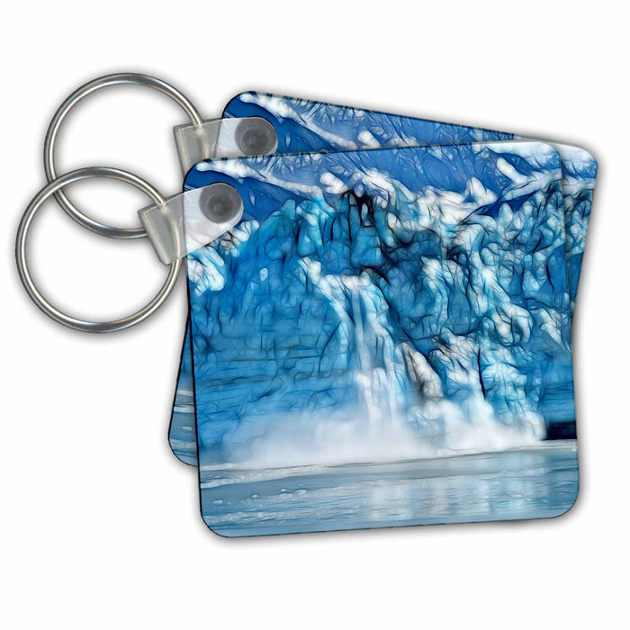 Key Chain - Alaskian Glacial Calving Image Of Light Infused Painting Light Infused Paintings