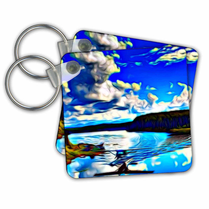 Key Chain - Sea Plane Landing On A Lake Image Of Light Infusion Painting Light Infused Paintings