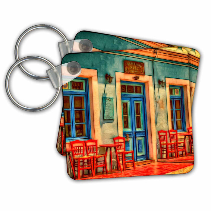 Key Chain - Restaurant In Cuba Image Of Light Infused Painting Light Infused Paintings