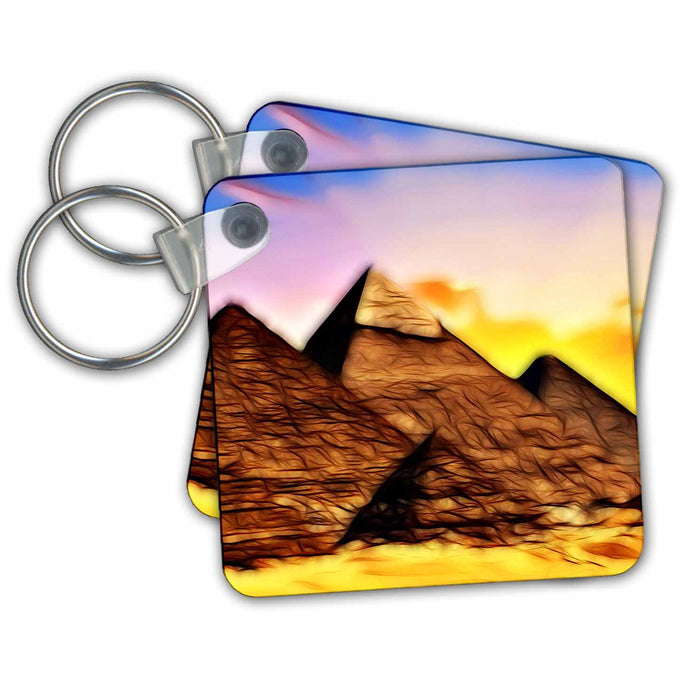 Key Chain - Pyramids In Egypt Image Of Light Infusion Painting Light Infused Paintings